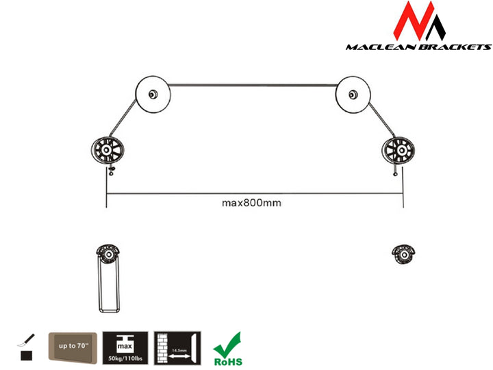 Maclean MC-557 Ultra Slim TV Suport Suport Suport LED 37-70 "