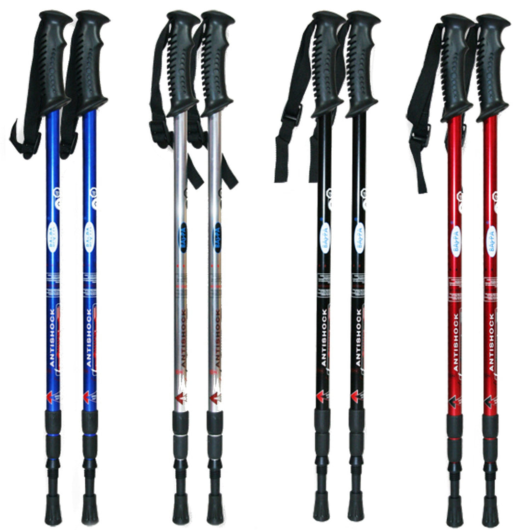 Stâlpi de nordic walking, sistem din aluminiu rezistent la șocuri 65-135cm culoare EUROBATT negru