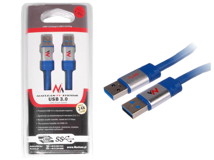 Cablu Maclean MCTV-606 Premium 1,8 m USB 3.0 Cablu AM 5Gb / s Taxă transfer date