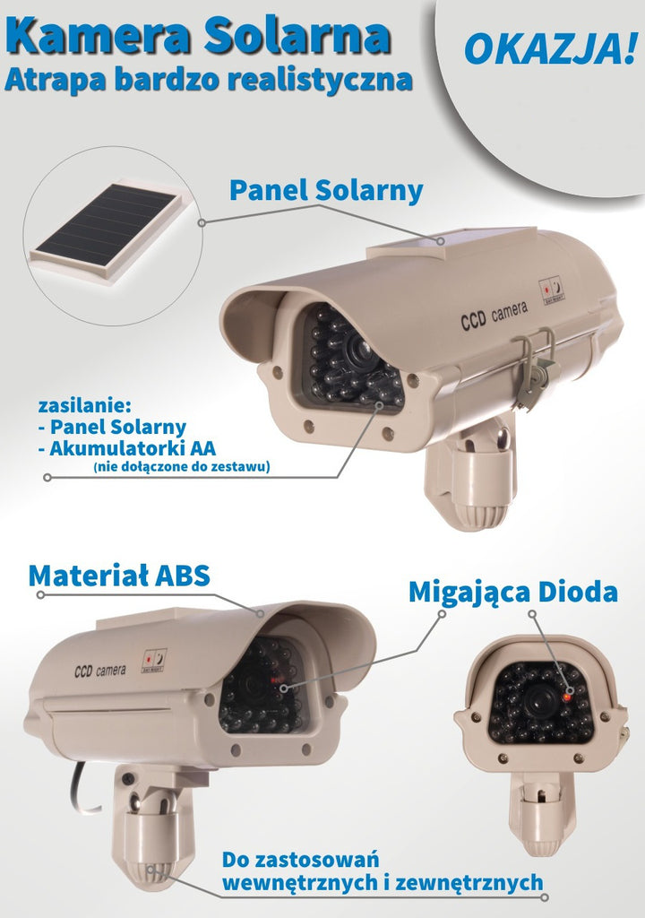 Cameră de supraveghere simulată cu LED intermitent cu modul solar SOL1500