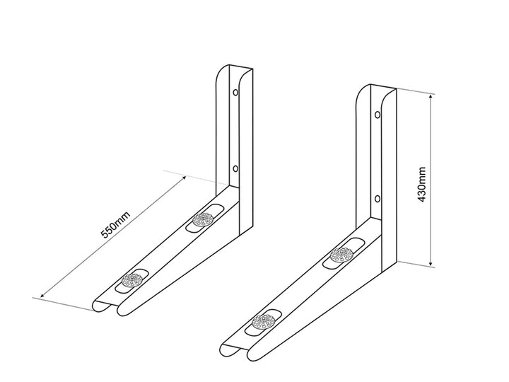 Maclean suport pentru aparat de aer condiționat / pompă de căldură, lungime braț 550 mm, oțel galvanizat, până la 200 kg, MC-624