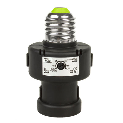 Suport pentru bec Maclean E27, 100 W, cu senzor crepuscular, temporizator, MCE21B