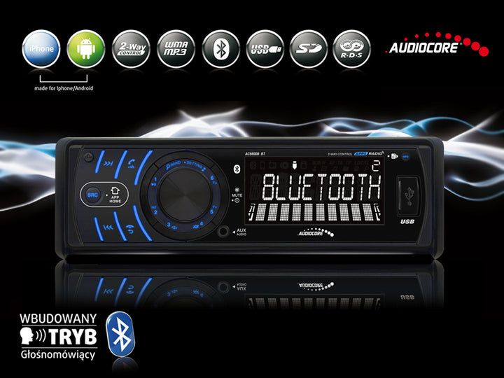 Radio amovibil Bluetooth USB AM / FM RDS APT-X AUDIOCORE AC9800B BT