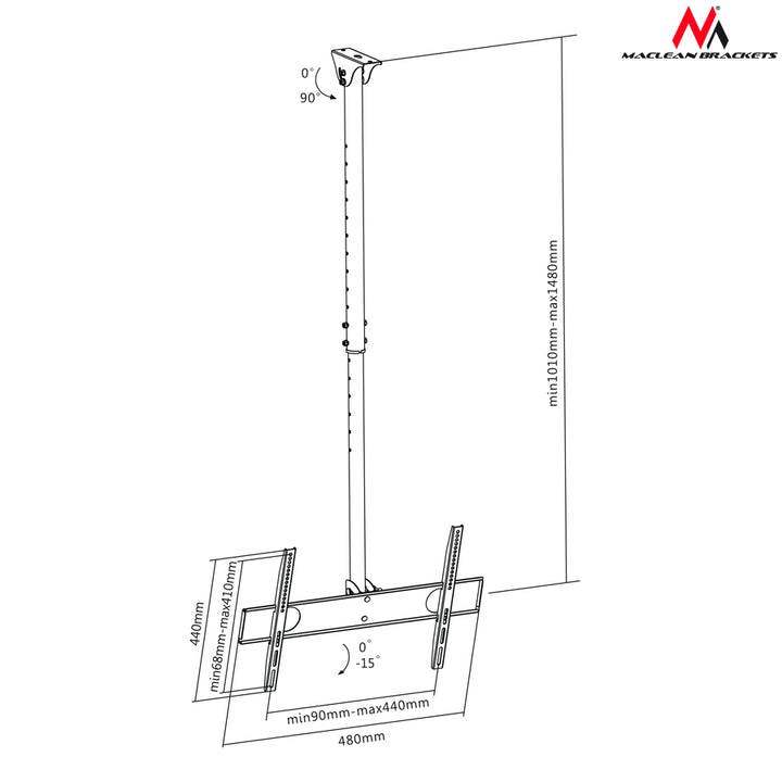 Maclean MC-631 Suport de perete, Suport universal pentru tavan Maclean MC-541, LCD LED Plasma 32 "- 55" până la 50 kg