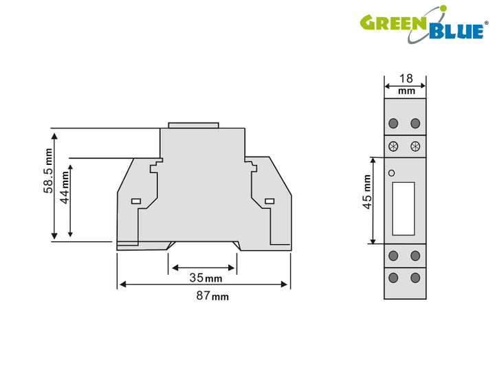 Contor de energie pentru șină DIN Afișaj LCD GreenBlue GB103