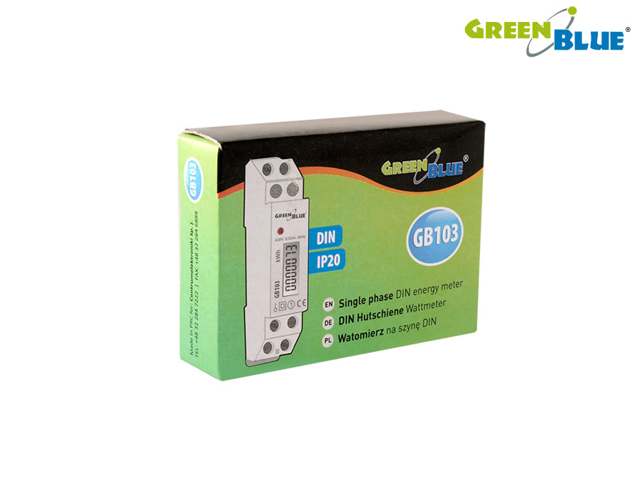 Contor de energie pentru șină DIN Afișaj LCD GreenBlue GB103