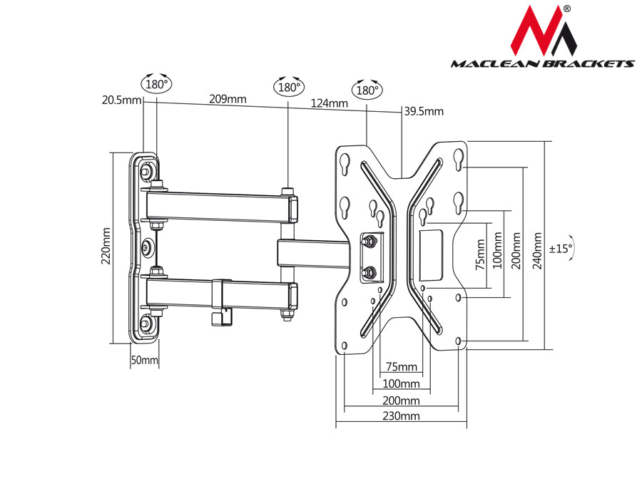 Suport TV Maclean, max vesa 200x200, 13-42", 30kg, MC-648