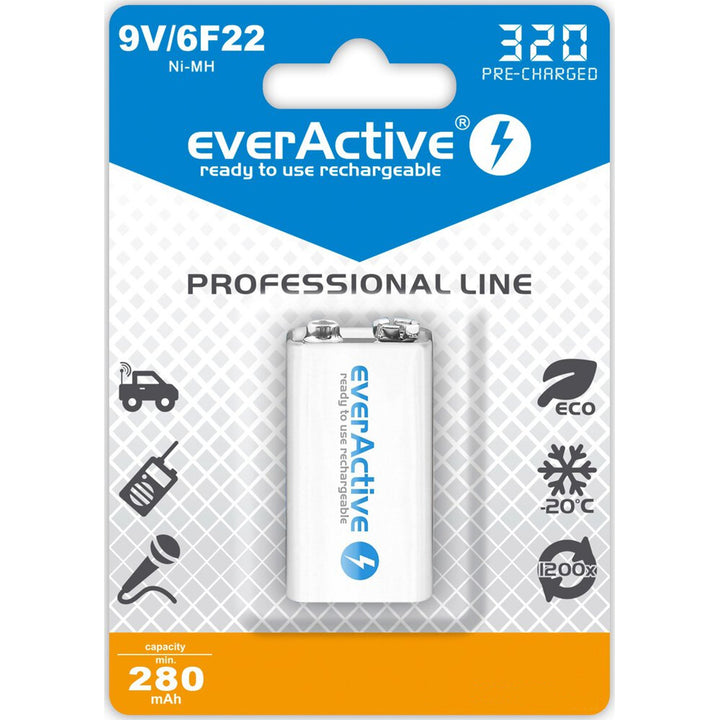 Baterie EverActive 6F22 / 9V Ni-MH 320 mAh gata de utilizare