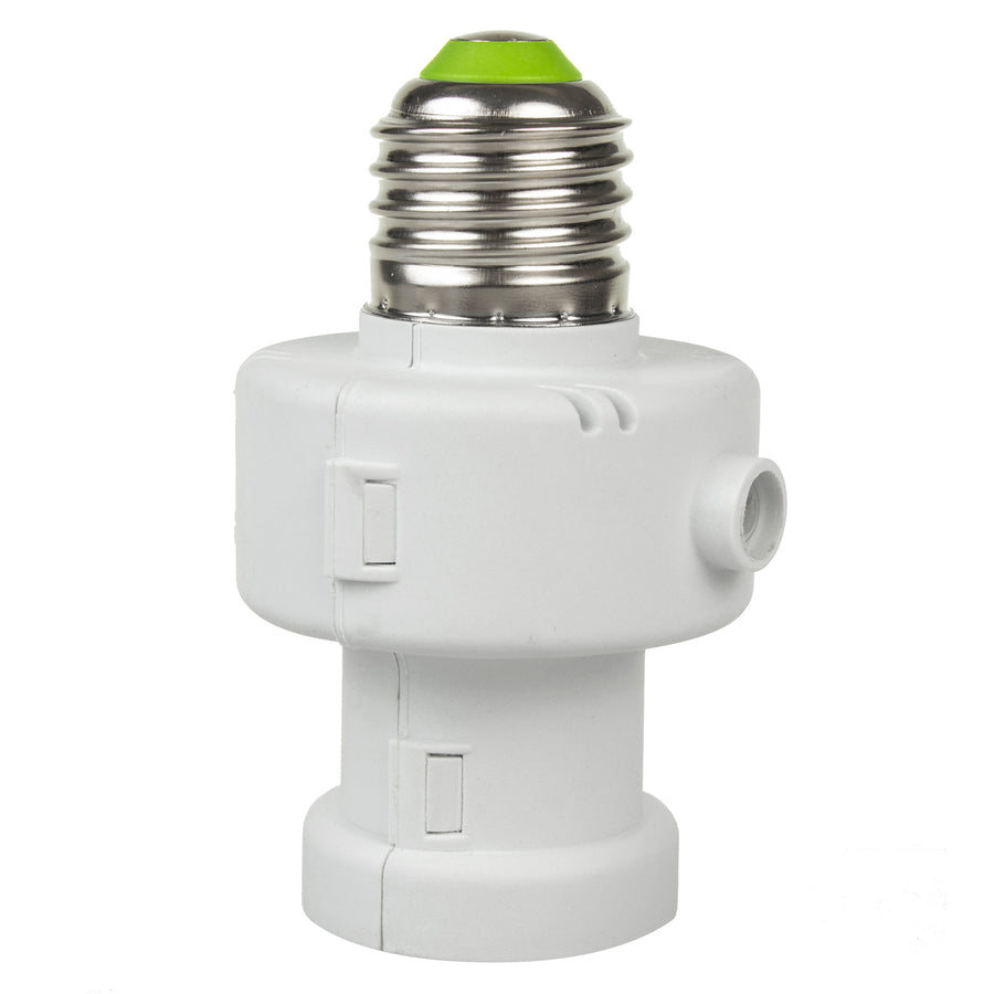 Suport de bec Maclean, E27, max. 100 W, cu senzor crepuscular, temporizator, alb, MCE21W