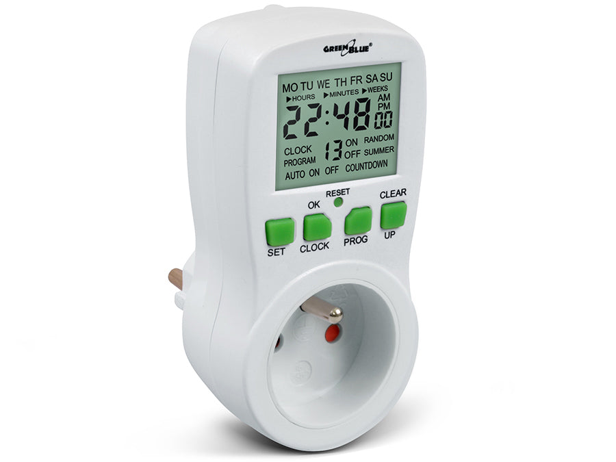 Comutator digital Timer / Timer cu mufă franceză cu pin GreenBlue GB107