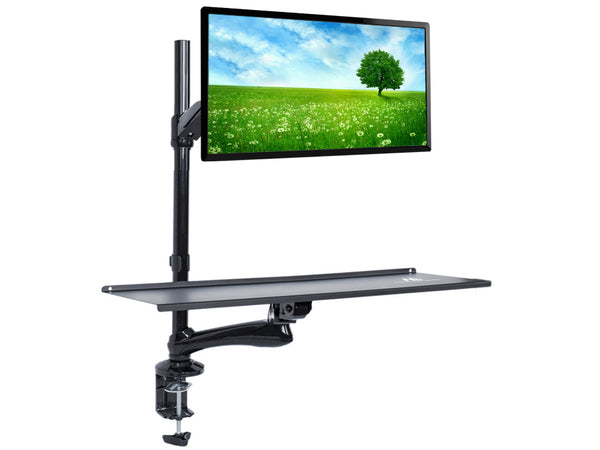 Suport pentru monitor și tastatură Maclean, pentru lucrul în picioare și în poziție șezândă, MC-681
