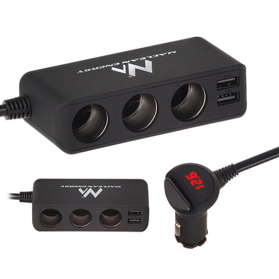 Multiplicator bricheta electrica auto Maclean MCE117, 12-24V cu 3 iesiri si 4 USB, negru