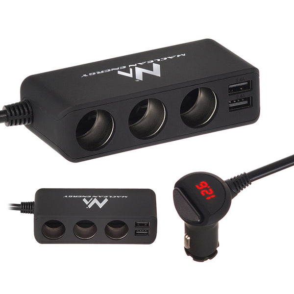 Multiplicator bricheta electrica auto Maclean MCE117, 12-24V cu 3 iesiri si 4 USB, negru