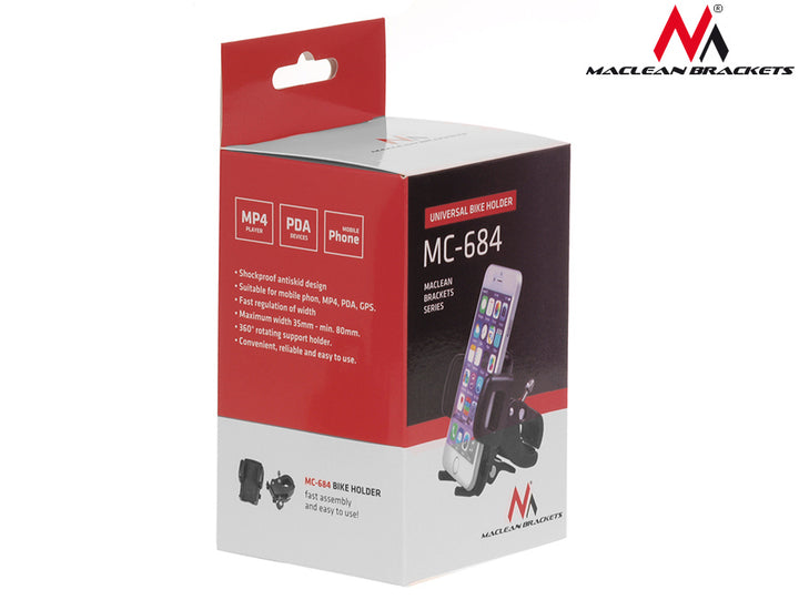 Suport roatativ 360° pentru telefon, Maclean, MC-684, negru