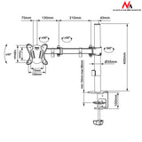 Suport de birou Maclean pentru monitor LCD, 13"-27", VESA 75x75 și 100x100, 8kg, MC-690N