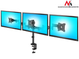 Suport de birou Maclean pentru 3 monitoare LCD, cu braț dublu, VESA 75x75 și 100x100, 13"-27", 8 kg, MC-691