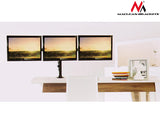Suport de birou Maclean pentru 3 monitoare LCD, cu braț dublu, VESA 75x75 și 100x100, 13"-27", 8 kg, MC-691