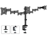 Suport de birou Maclean pentru 3 monitoare LCD, cu braț dublu, VESA 75x75 și 100x100, 13"-27", 8 kg, MC-691