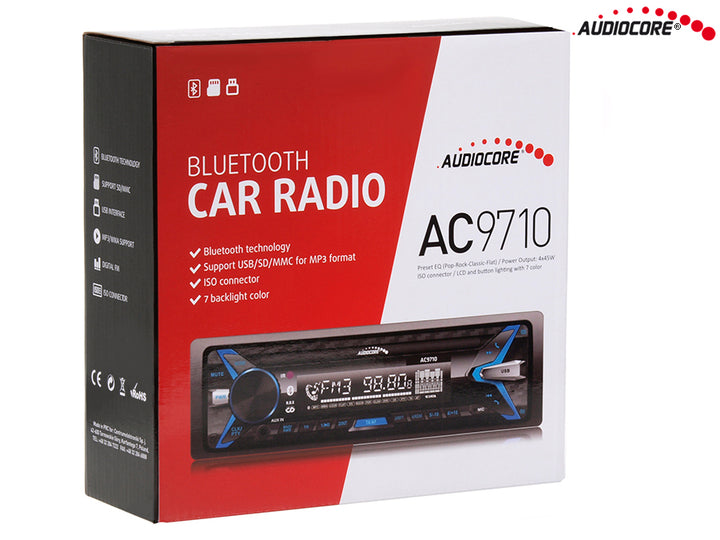 Radio auto Audiocore AC9710 Stereo MP3 / WMA / USB / RDS / SD Detached ISO Multicolor Bluetooth Panel