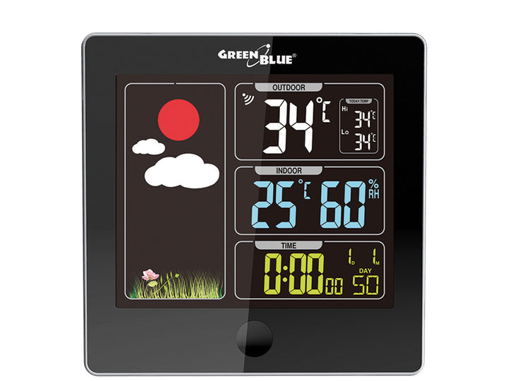 Stație meteo fără fir cu DCF GreenBlue GB521B negru