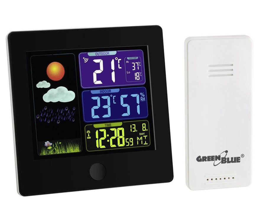 Stație meteo fără fir cu DCF GreenBlue GB521B negru