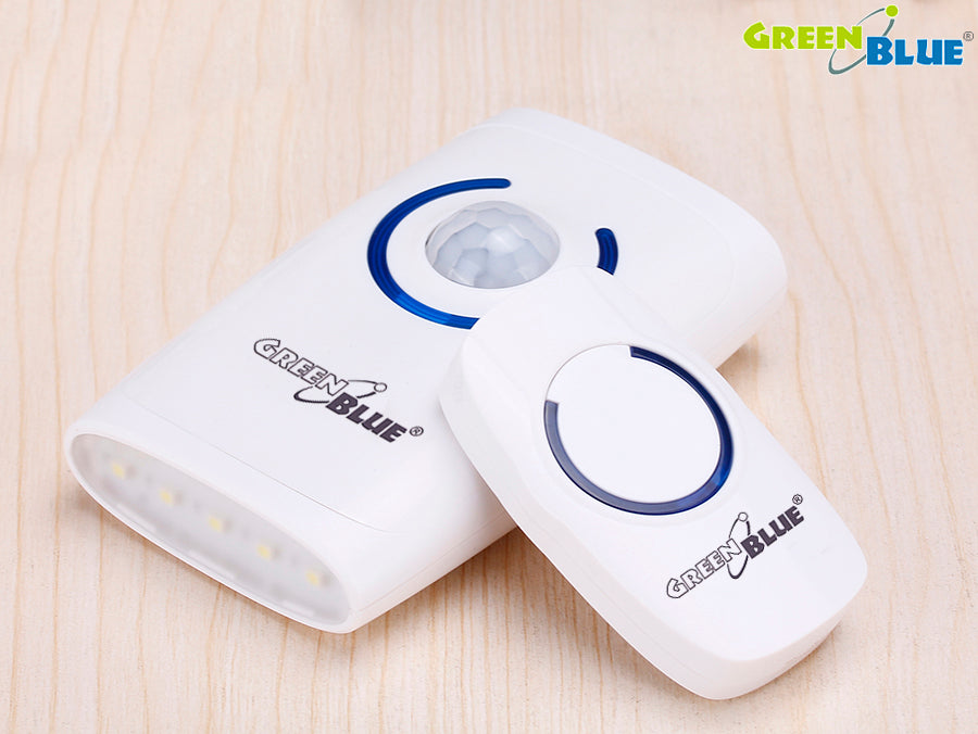 GreenBlue GB110 sonerie digitală fără fir, senzor de mișcare a luminii, sistem de alarmă antifurt și lanternă de urgență