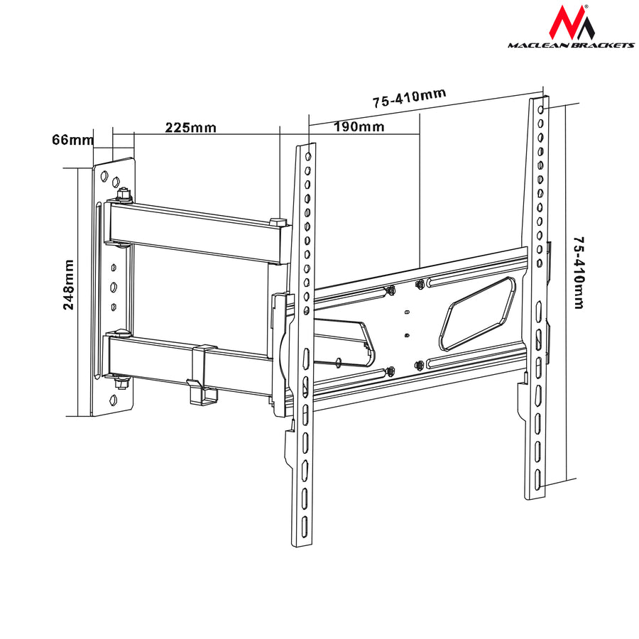 Suport TV Maclean, max vesa 400x400, braț lung pentru televizoare curbate, 26-55", 30kg, MC-711N