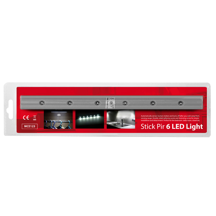 Lampă de bucătărie Maclean 6LED sub dulap, alungită, cu senzor de mișcare, 5xAA, MCE123