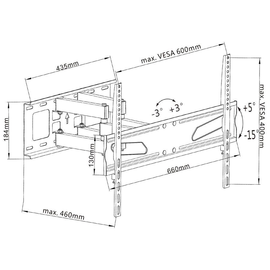 Suport TV Maclean, universal, max. VESA 600x400, 37-80" 45 kg, negru, MC-723 B