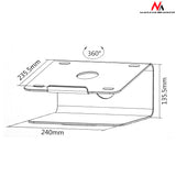 Suport pentru laptop Maclean, aluminiu, argintiu, MC-730