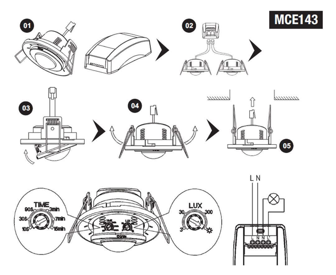 Senzor miscare pentru tavan Maclean, MCE143, raza 8m, temporizator