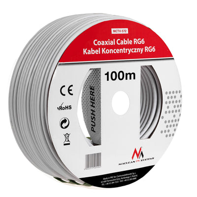 Cablu coaxial Maclean, cablu pentru antena de satelit, 1.0CCS RG6, 100M, MCTV-572