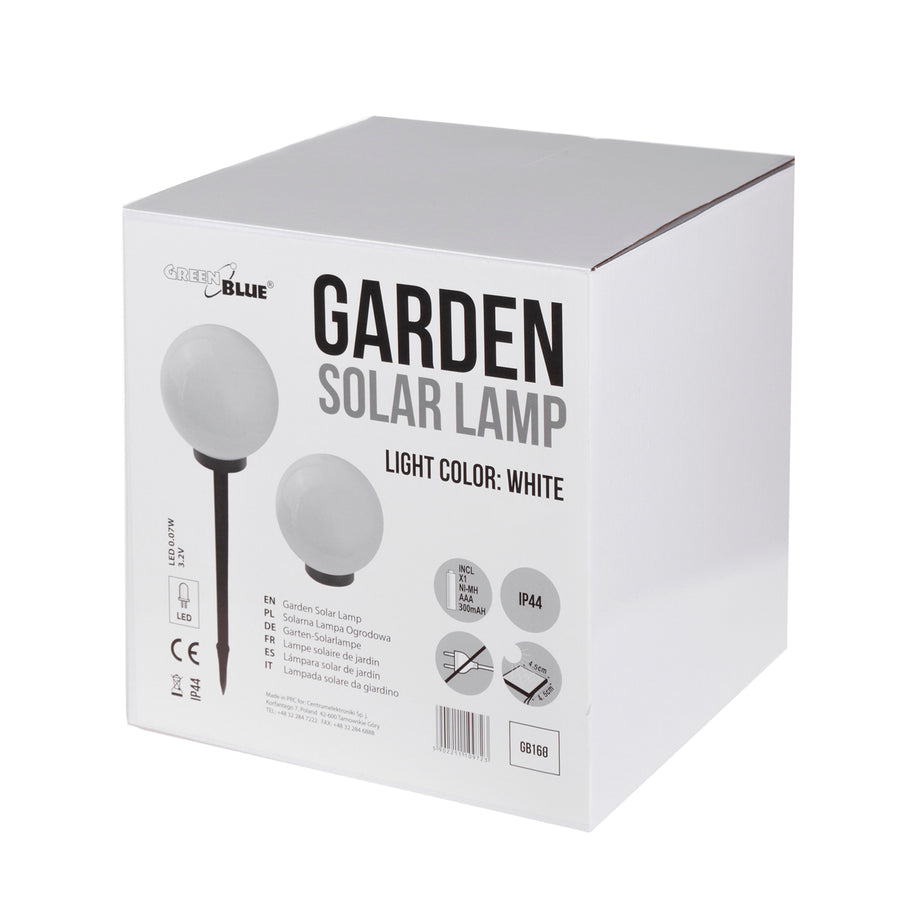 Lampa solară de grădină cu picior GB168 – sferă 30x30x63 cm, LED alb