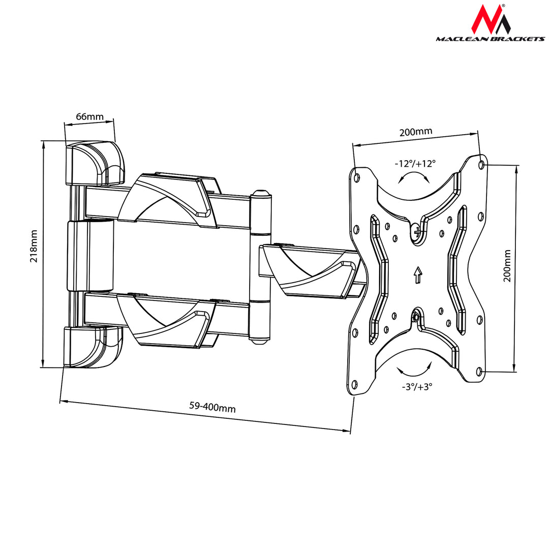 Maclean MC-742 Suport de perete pentru televizor Maclean MC-742 Suport de perete universal 13'' - 42" 25kg VESA reglabil LED LCD Plasma