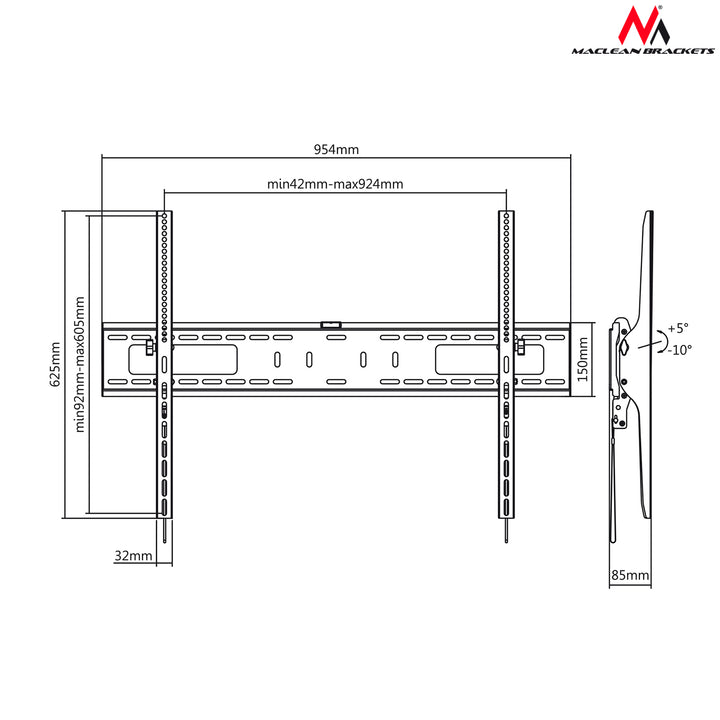 Maclean MC-750 60 "- 100" TV Montaj pe perete Montaj LCD LED curbat