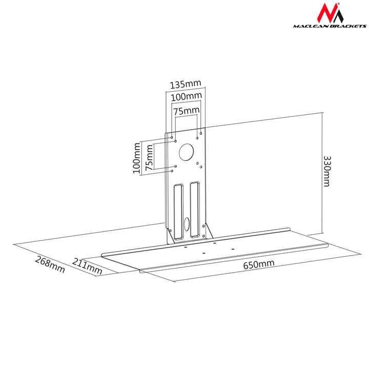 Suport tastatura Maclean MC-756 VESA 75x75, 100x100 - aditional fata de suporturile monitorului