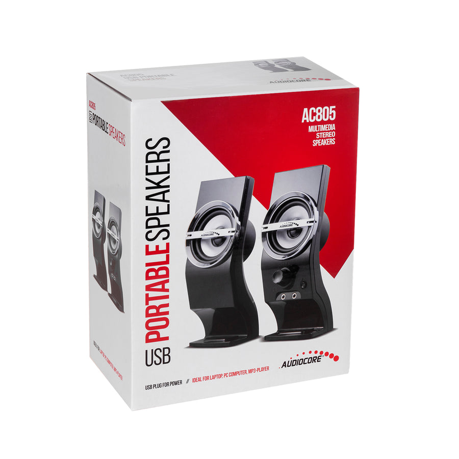 Difuzoare de calculator Audiocore de 6W, USB, negru, AC805
