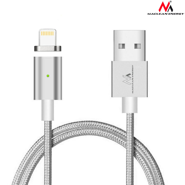 Cablu USB magnetic cu capăt fulger Maclean MCE161 - argintiu