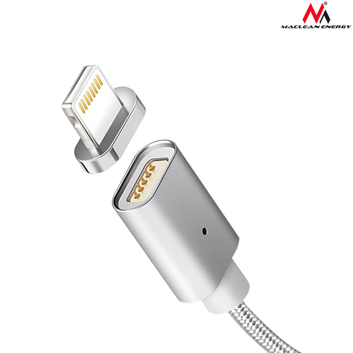 Cablu USB magnetic cu capăt fulger Maclean MCE161 - argintiu