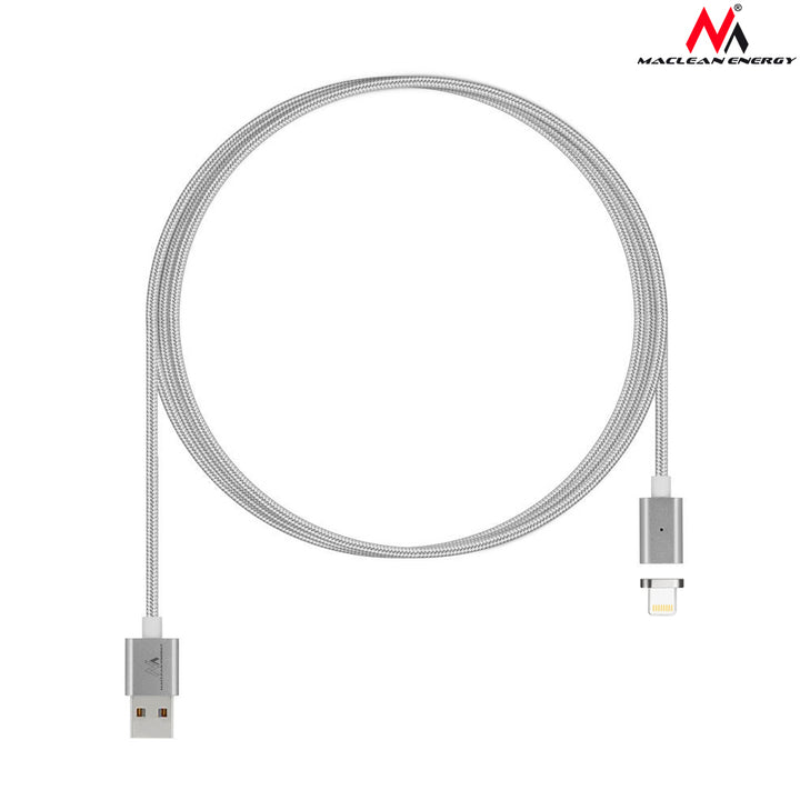 Cablu USB magnetic cu capăt fulger Maclean MCE161 - argintiu