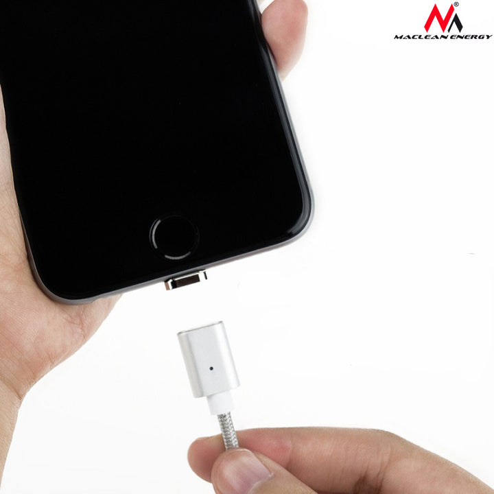 Cablu USB magnetic cu capăt fulger Maclean MCE161 - argintiu
