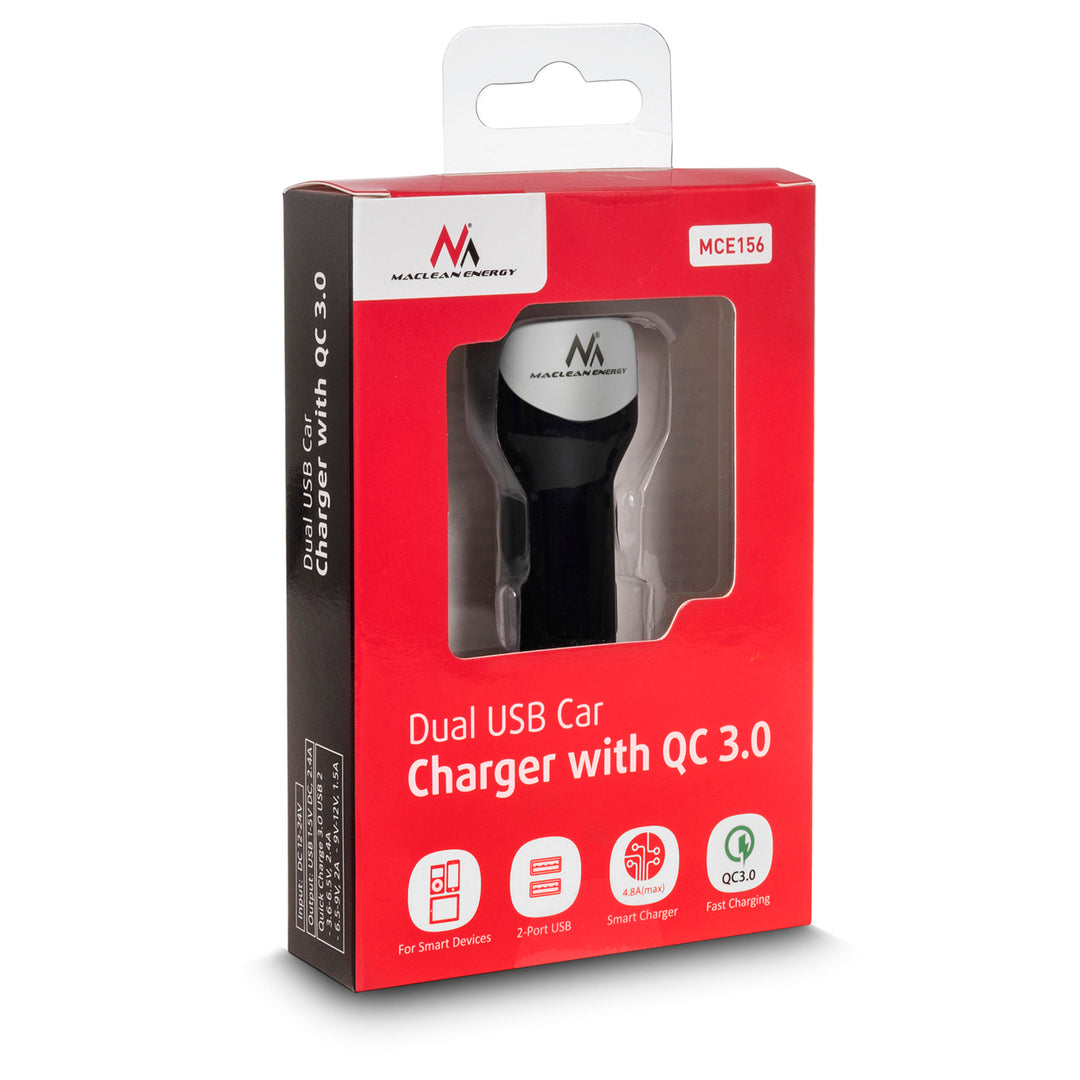 Încărcător auto 2xUSB Maclean Energy MCE157 Qualcomm Quick Charge QC 3.0 plus cablu de 1,5 m