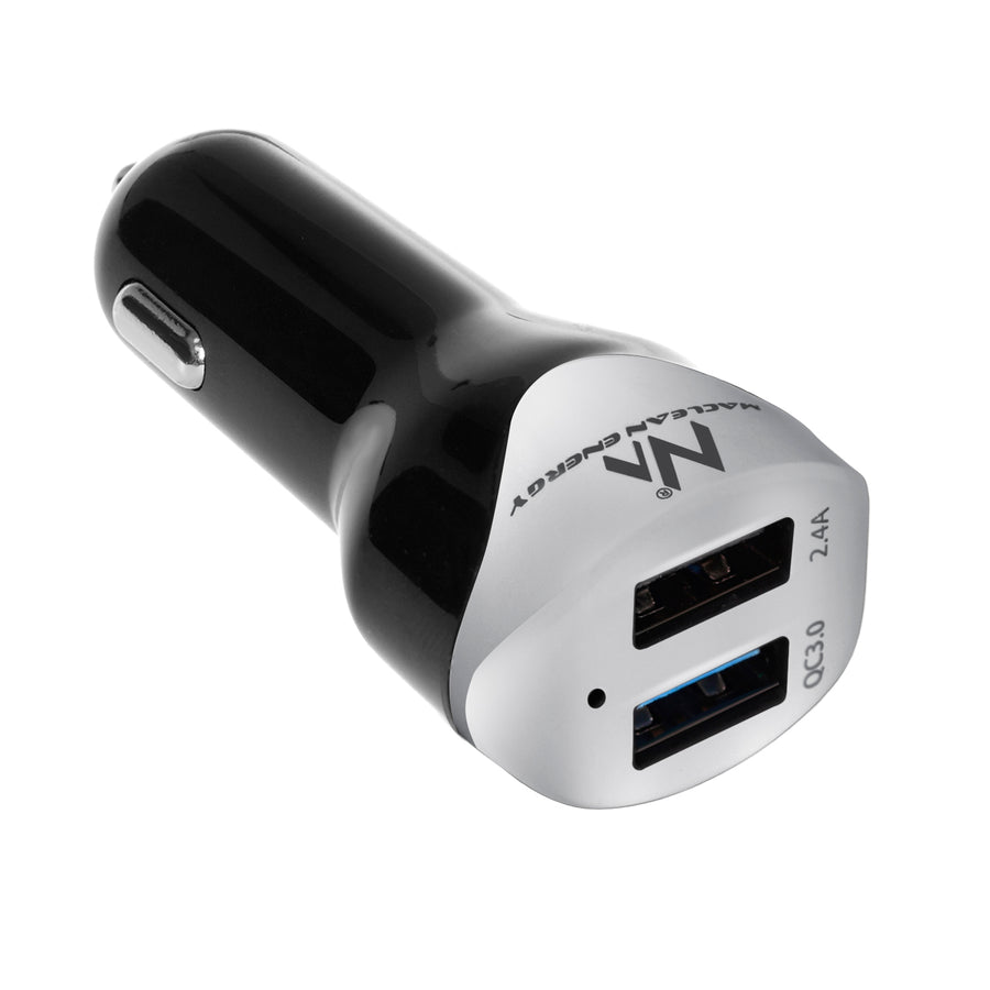 Încărcător auto max4.8A 2xUSB Maclean Energy MCE157 Qualcomm Quick Charge QC 3.0 plus cablu de 1.5m argintiu