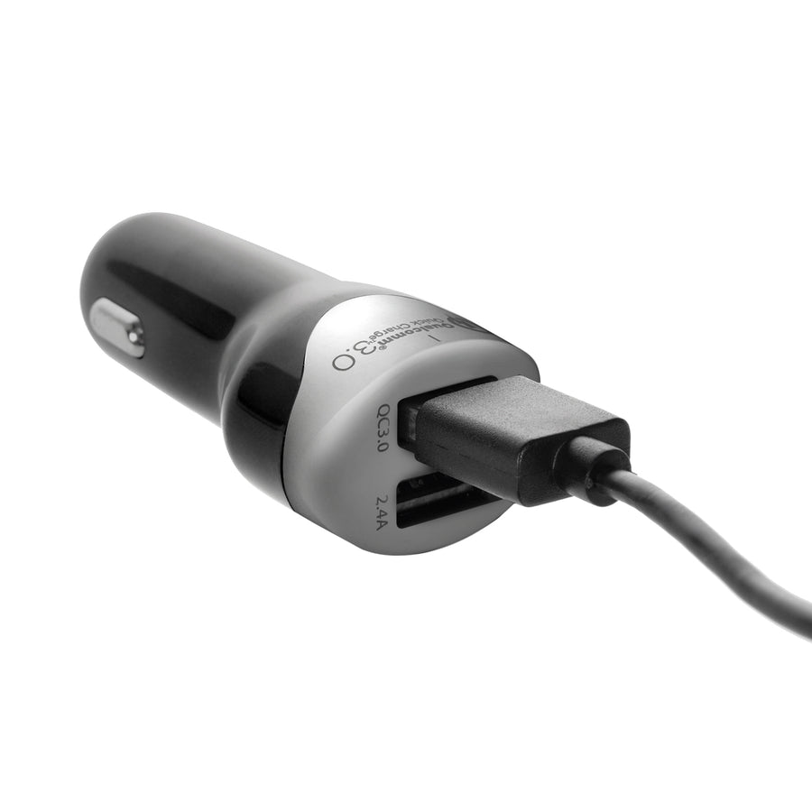 Încărcător auto max4.8A 2xUSB Maclean Energy MCE157 Qualcomm Quick Charge QC 3.0 plus cablu de 1.5m argintiu