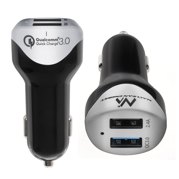Încărcător auto max4.8A 2xUSB Maclean Energy MCE157 Qualcomm Quick Charge QC 3.0 plus cablu de 1.5m argintiu