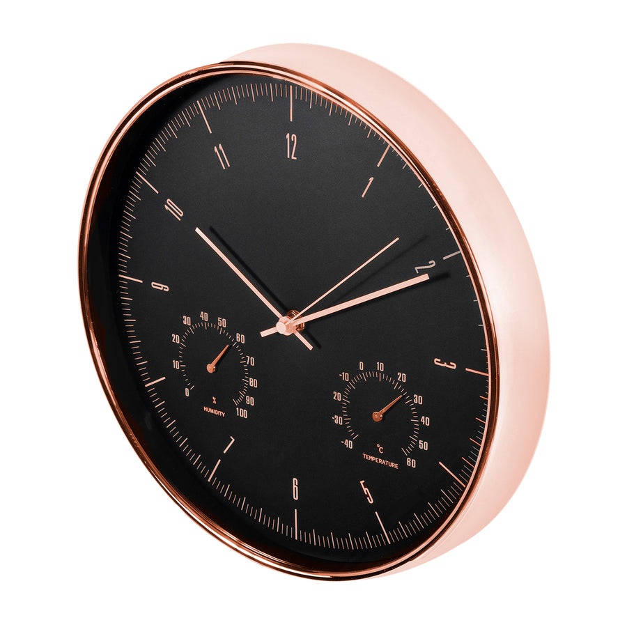 Ceas de perete auriu 12'' 30cm cu termometru și higrometru CE70 G