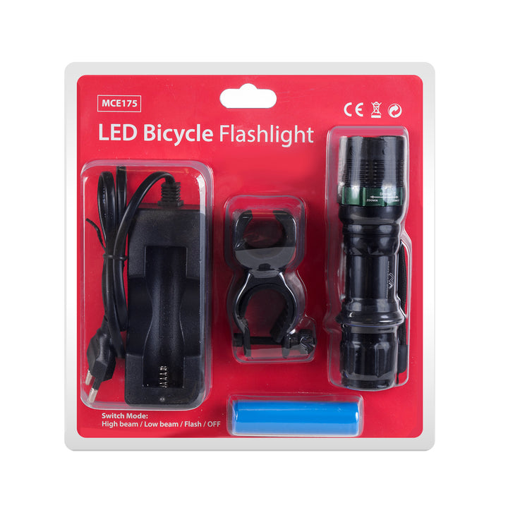 Lampa bicicleta Maclean MCE175, cu incarcator, negru