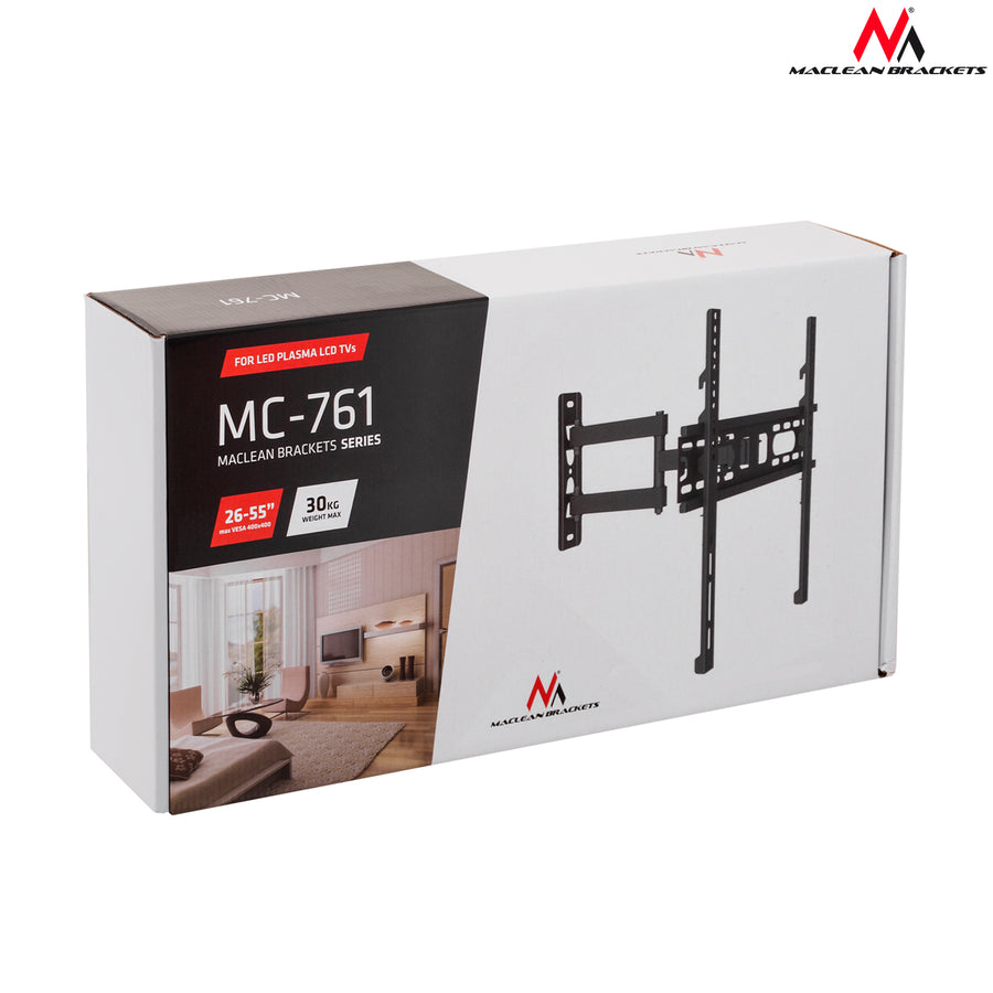 Suport Maclean pentru TV sau monitor, universal, vesa max 400x400, 26-60", 30kg, negru, MC-761