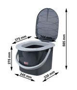 Toaleta portabila BranQ, 15.5 L, gri inchis, cu maner pentru transport