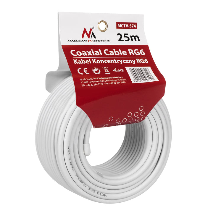 Maclean TV Systems MCTV-574 Cablu coaxial 1.0CCS RG6 25M satelit